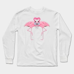 Flamingos Retro Mix Tape 70s 80s Old School Long Sleeve T-Shirt